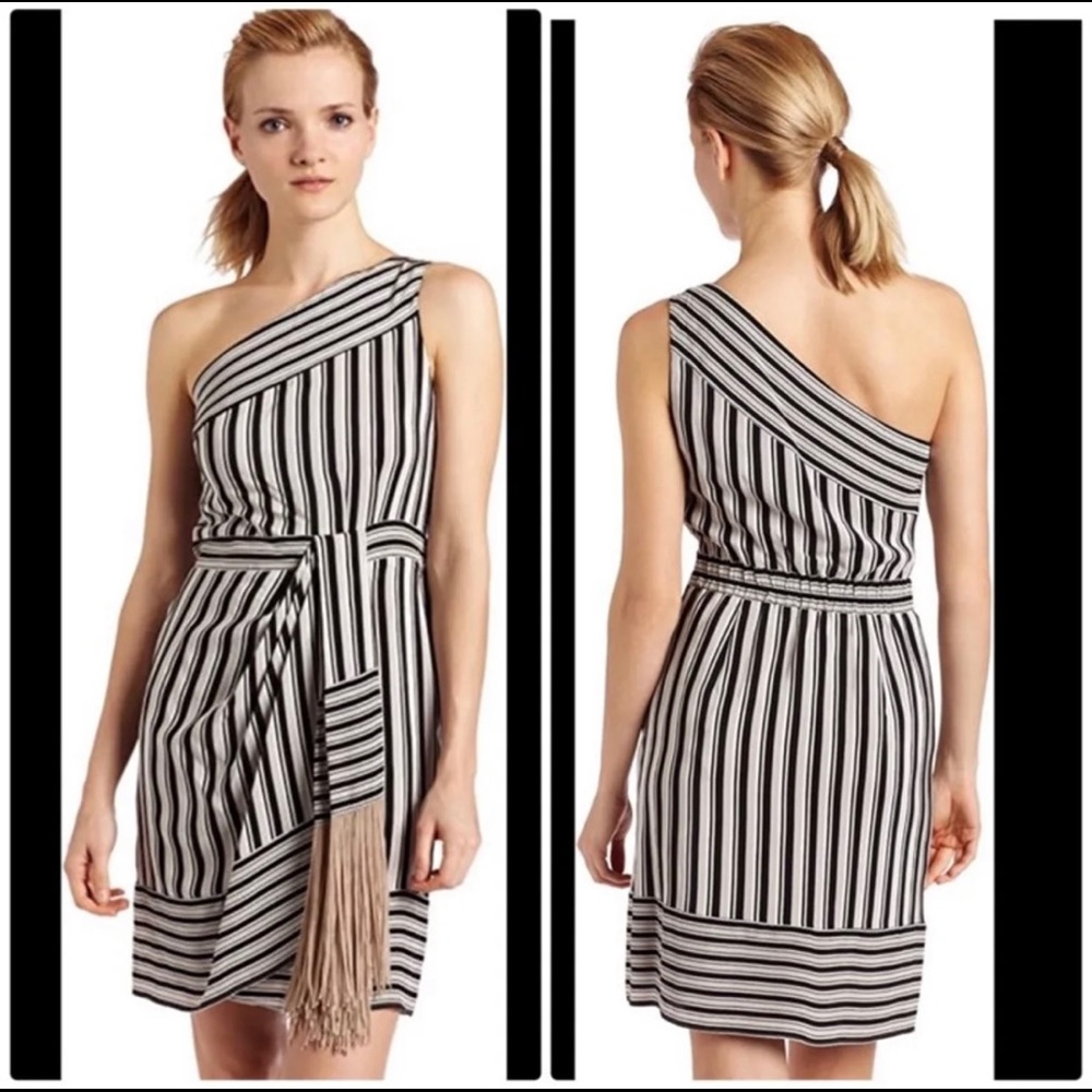 BCBGMaxAzria Stevie Striped One Shoulder Dress